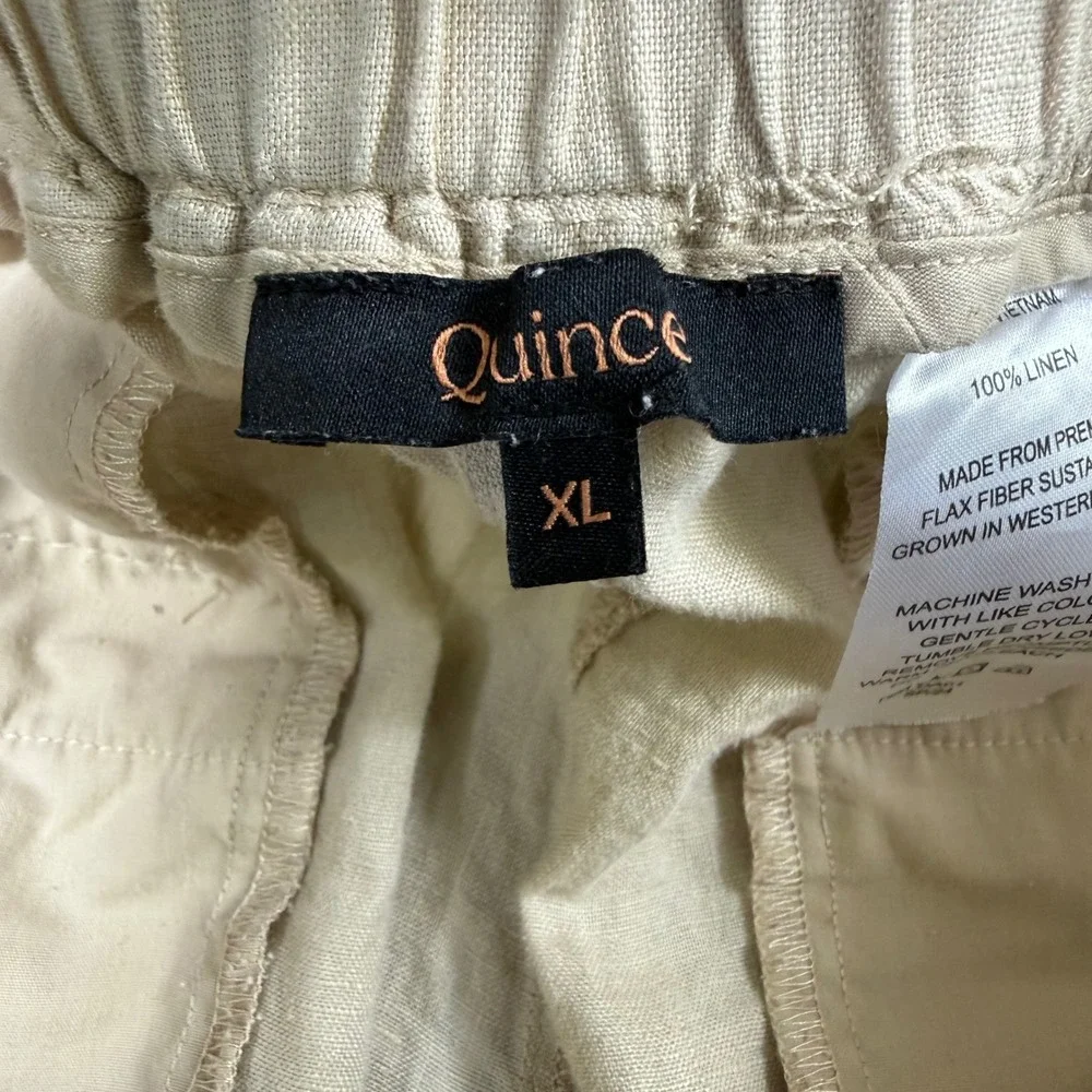 Quince Wide Leg Linen Blend Pants in Light Beige/Cream